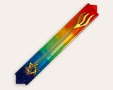 Epoxy Mezuzah in Rainbow Pattern and Gold accents