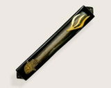 Epoxy Mezuzah in Black and Gold with Hamsa