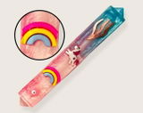 Epoxy Mezuzah in Pink & Purple with a Unicorn and Rainbow