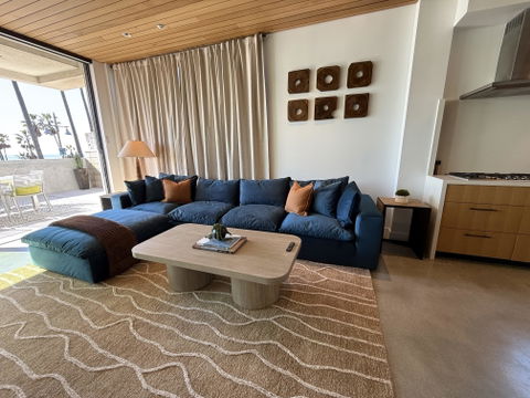 3-Seat Modular Sectional Sofa & Ottoman, Cobalt Blue