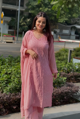 Classic faux georgette: A three piece suit set