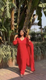 Classic faux georgette: A three piece suit set