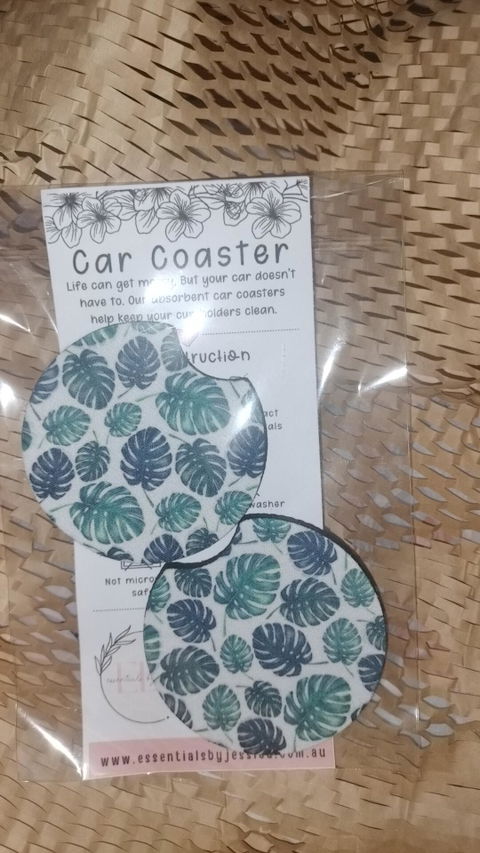 Monstera Leaf Car Coasters (2pk)