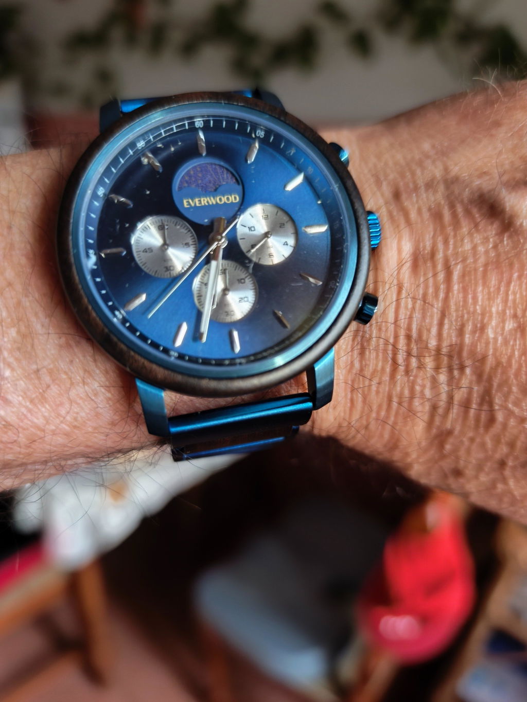 EverWood™ - Moon Phase Blue Kronográf 44mm