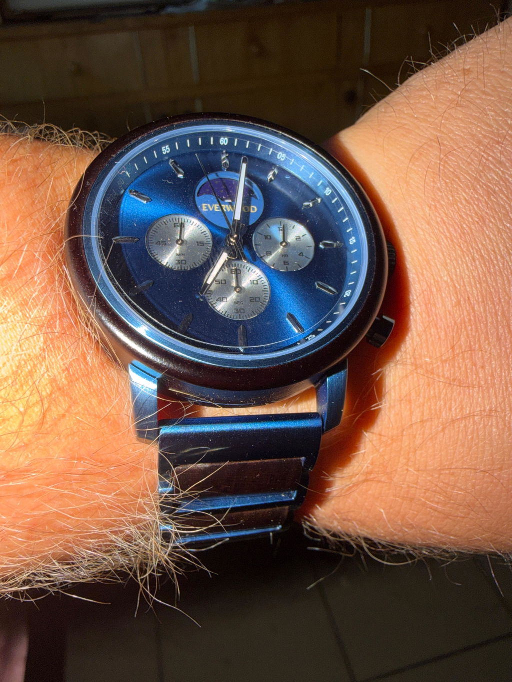 EverWood™ - Moon Phase Blue Kronográf 44mm