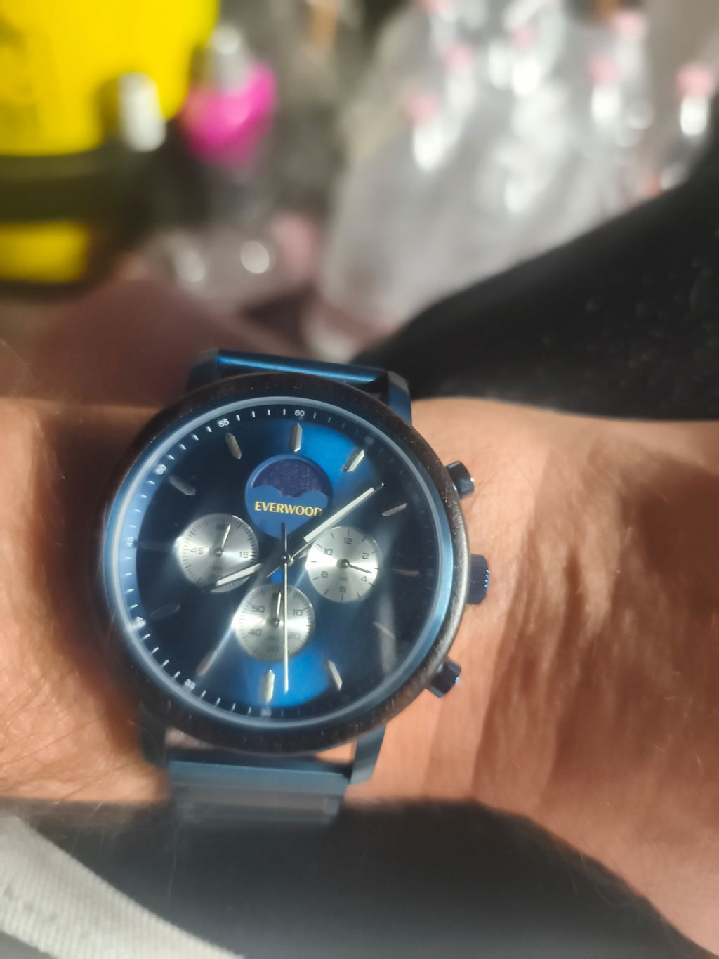 EverWood™ - Moon Phase Blue Kronográf 44mm