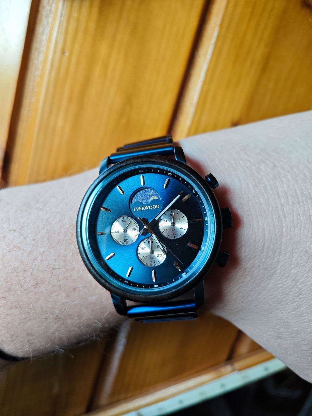 EverWood™ - Moon Phase Blue Kronográf 44mm