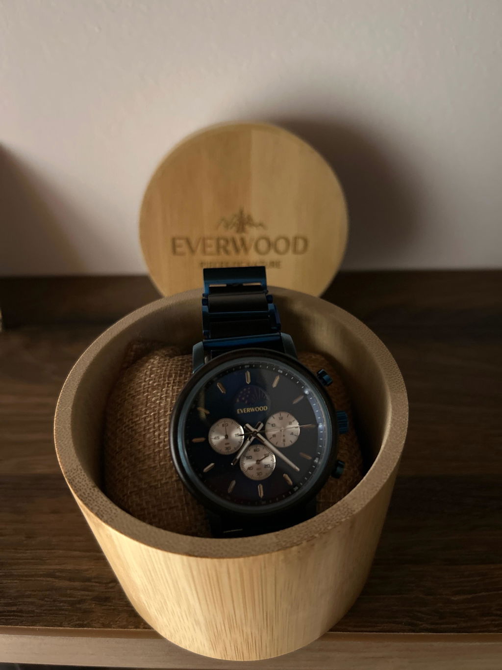 EverWood™ - Moon Phase Blue Kronográf 44mm
