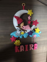 Sleeping Baby On Moon - One Name | Personalised Felt Kids Hanging