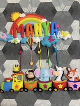 Rainbow Animal Train | Personalised Felt Kids Hanging