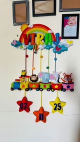 Rainbow Animal Train | Personalised Felt Kids Hanging