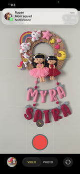 Beautiful Doll Siblings | Personalised Felt Kids Jute Hanging