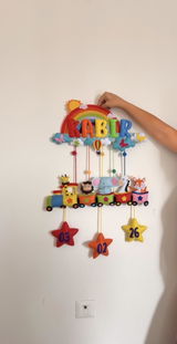 Rainbow Animal Train | Personalised Felt Kids Hanging