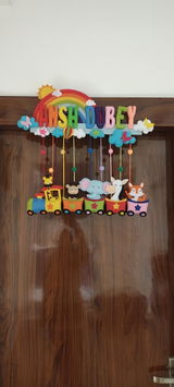 Rainbow Animal Train | Personalised Felt Kids Hanging