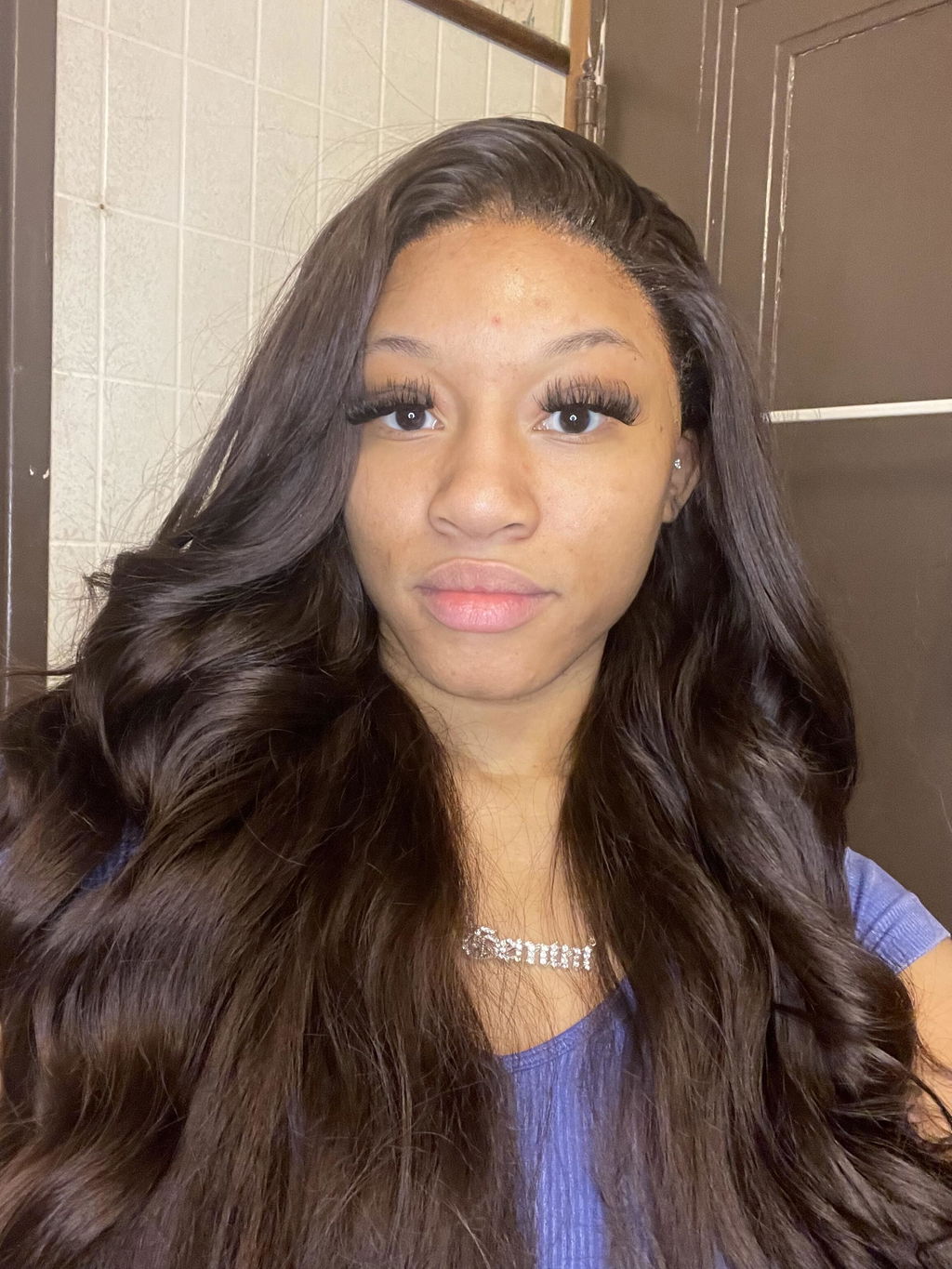 Chocolate Brown Blowout Loose Wave Hair Synthetic Lace Front Wig