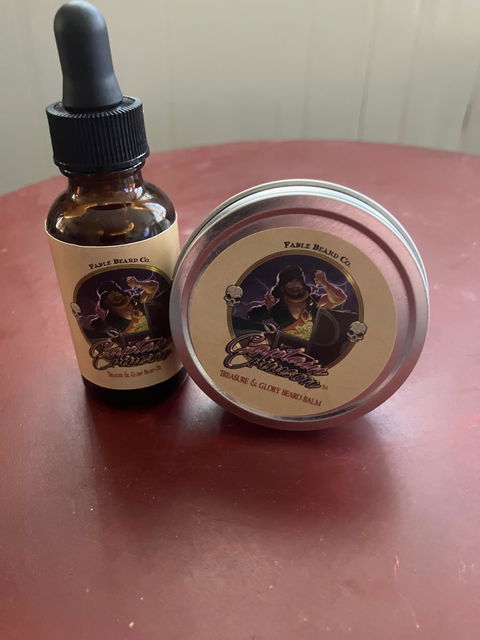 Captain Crimson - Beard Oil & Balm Kit - Creamy Coconut, Warm Amber, Sea Salt, and Fresh Vanilla
