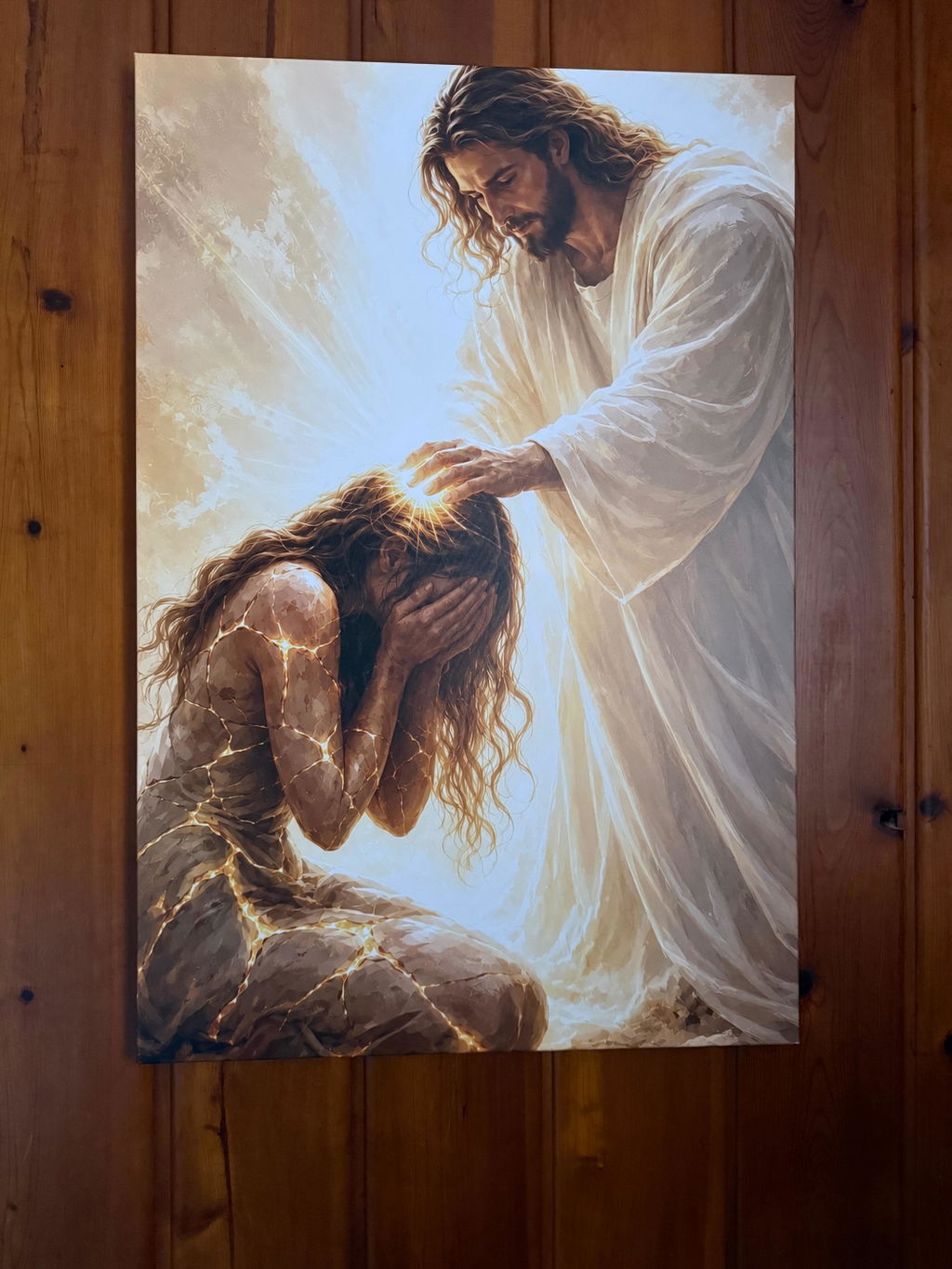 Jesus Christ Healing Prayer Sacred Light Christian Wall Art Poster/Canvas
