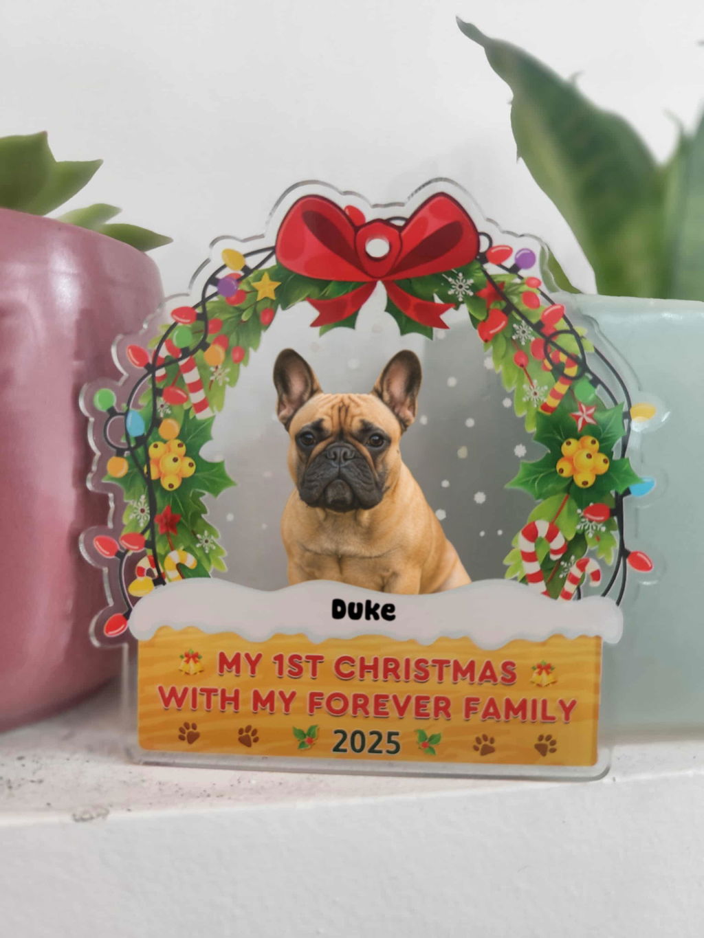 My 1st Christmas With My Forever Home - Custom Photo Pet Acrylic Ornament