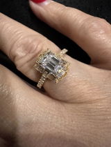 Vintage Emerald Cut Moissanite Art Deco Engagement Ring