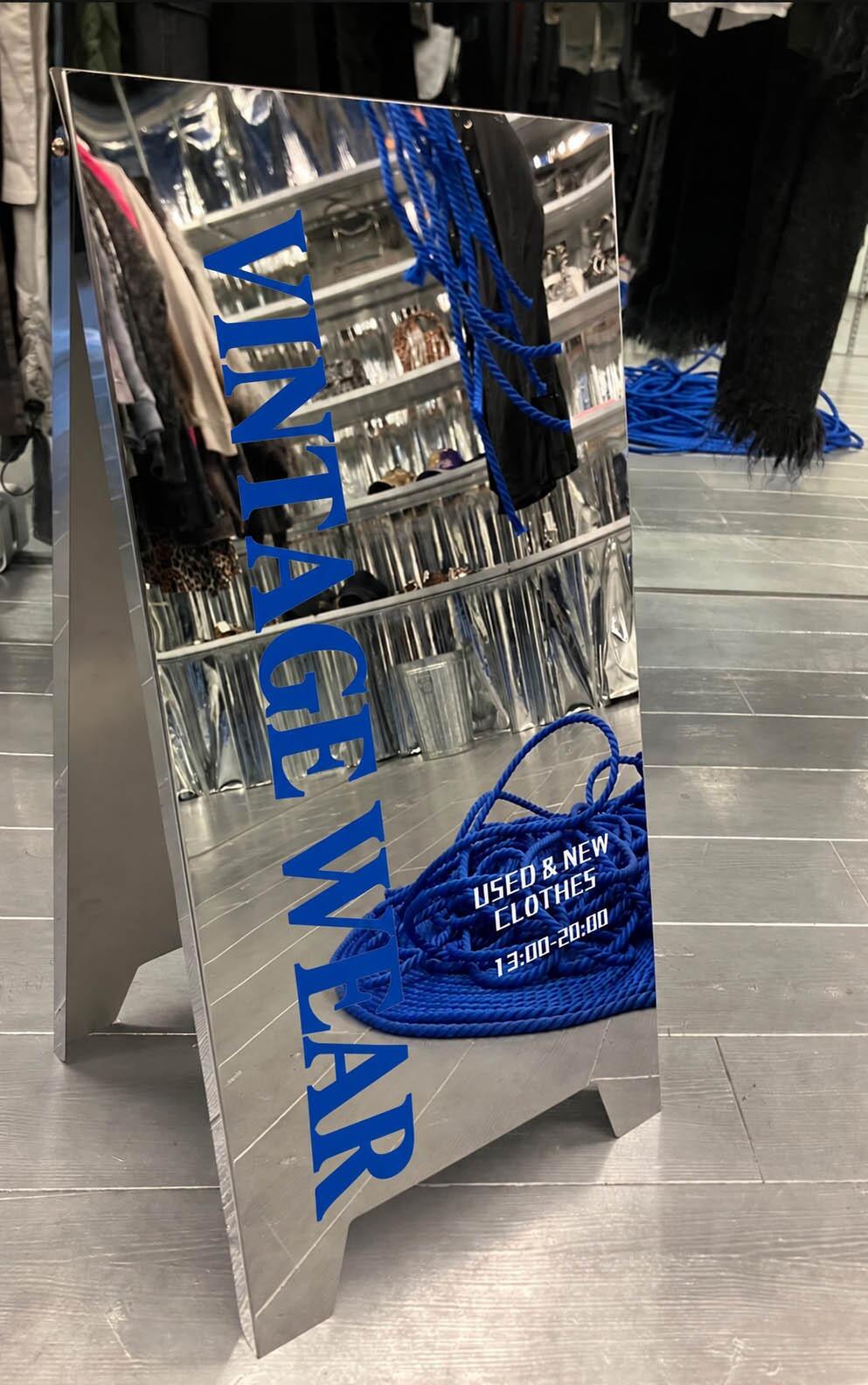 Custom Mirror Stainless Steel A-Frame Sidewalk Sign – Freestanding Logo Sign for Cafe, Shops & Businesses