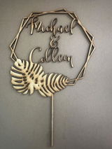 Personalized Tropical Cake Topper: Laser Cut Wood Wedding Decor
