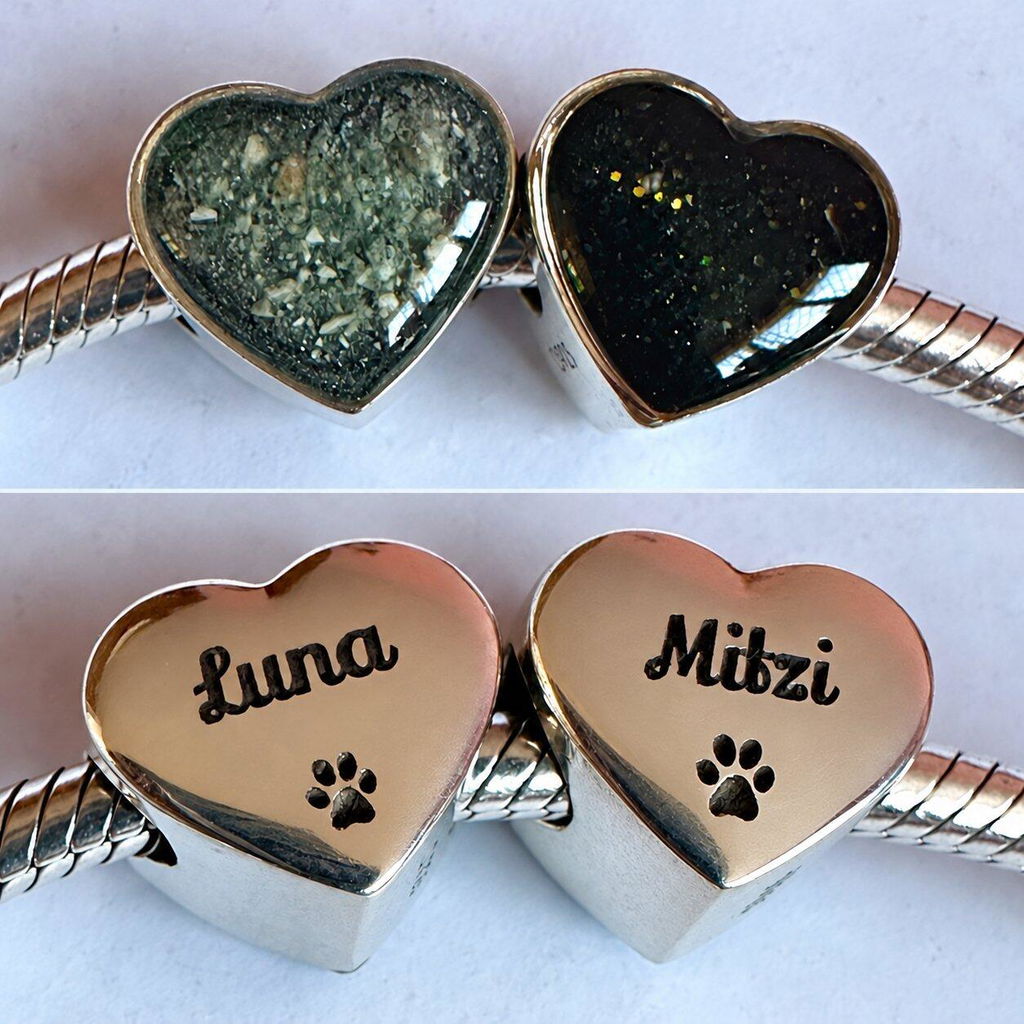 Engraved ashes pet charm