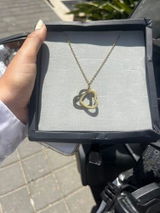 Double heart necklace with engraving for women