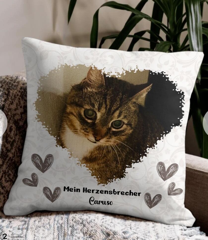 Personalisiertes Kissen | Herz | Katze