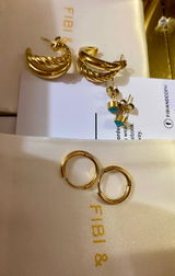 Rosalie (Gold) Chunky Dual Design Smooth Twisted Gold Layered Look Hoops