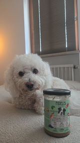 Pferd mit Süßkartoffel, Karotte und Blaubeeren (im Glas)
