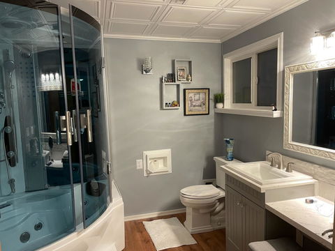Mesa WS-608P Steam Shower Tub Combo - 63" x 63" x 85" Blue Glass
