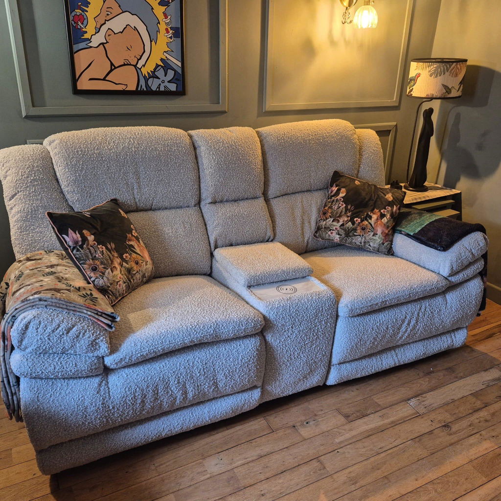 2 Seater Hampton Luxury Power Recliner Sofa Suite with Power Headrests & Lumbar Support