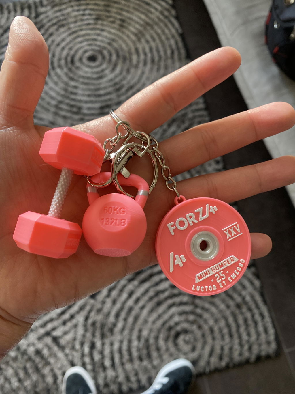 Pack 3 Llaveros Gym | Disco + Mancuerna + Kettlebell