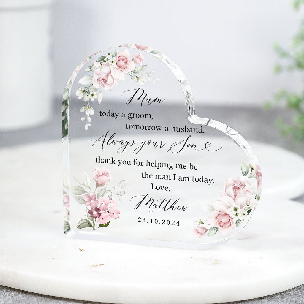 Personalised Father Mother of the Groom Heart Gift