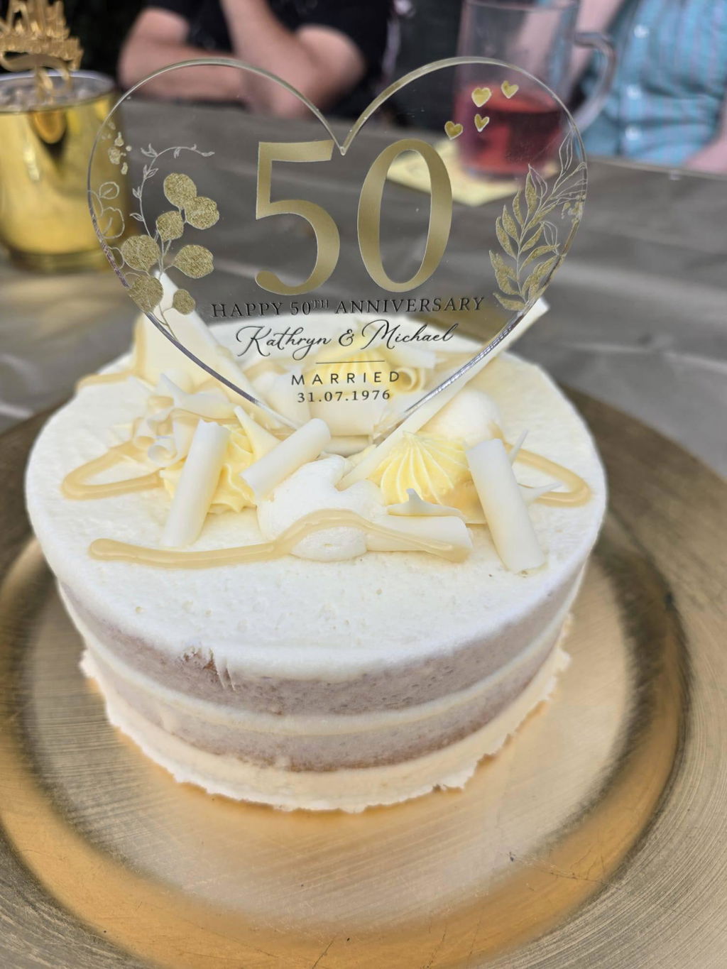 Personalised Gold 50th Anniversary Cake Topper - Golden Anniversary