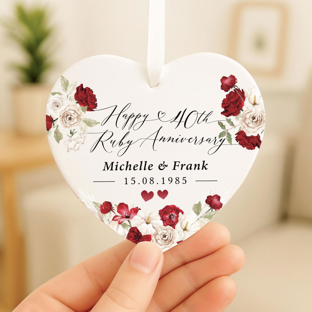 Personalised Ruby 40th Anniversary Ceramic Keepsake Gift Plaque Ornament
