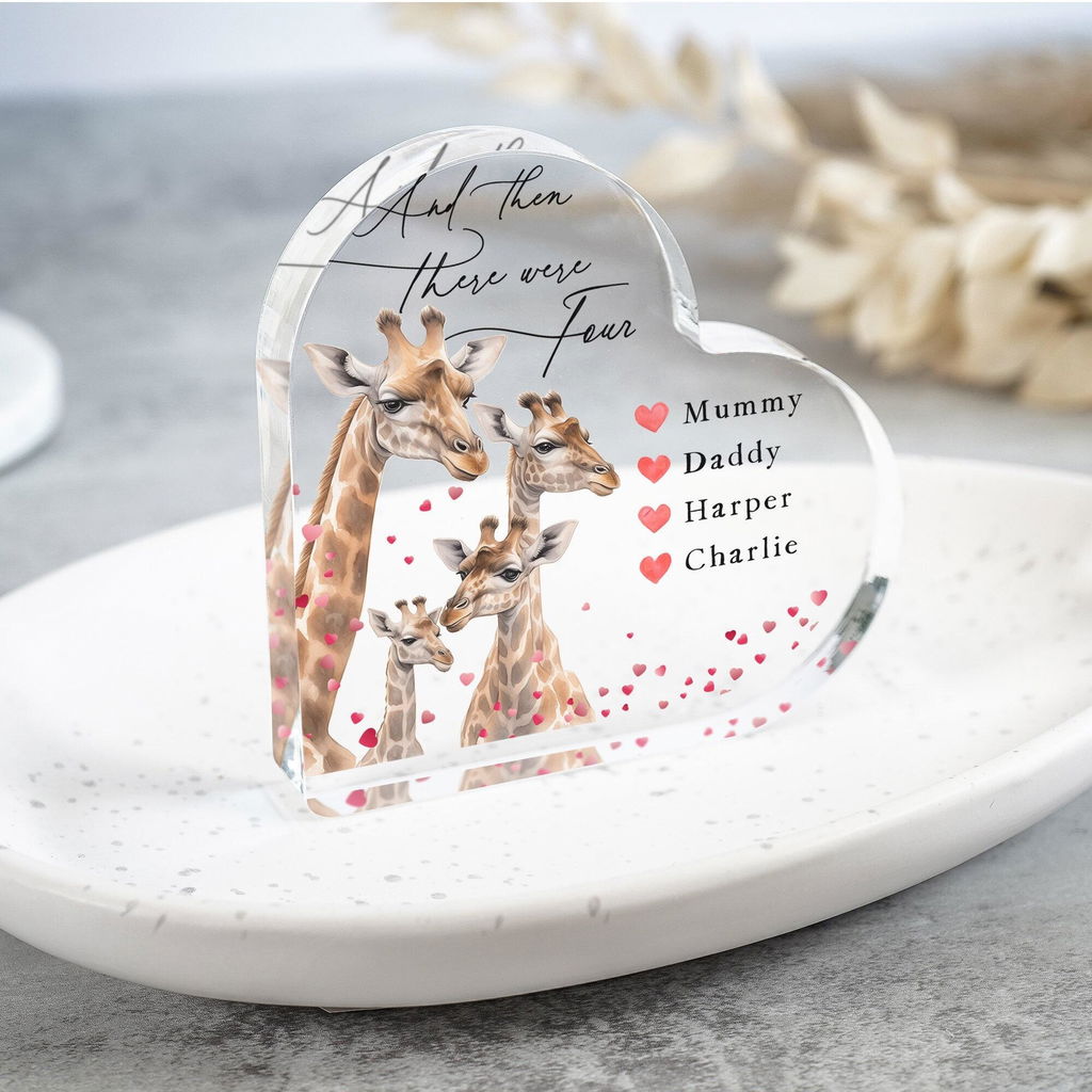 Personalised Giraffe Family of 4 Gift Plaque