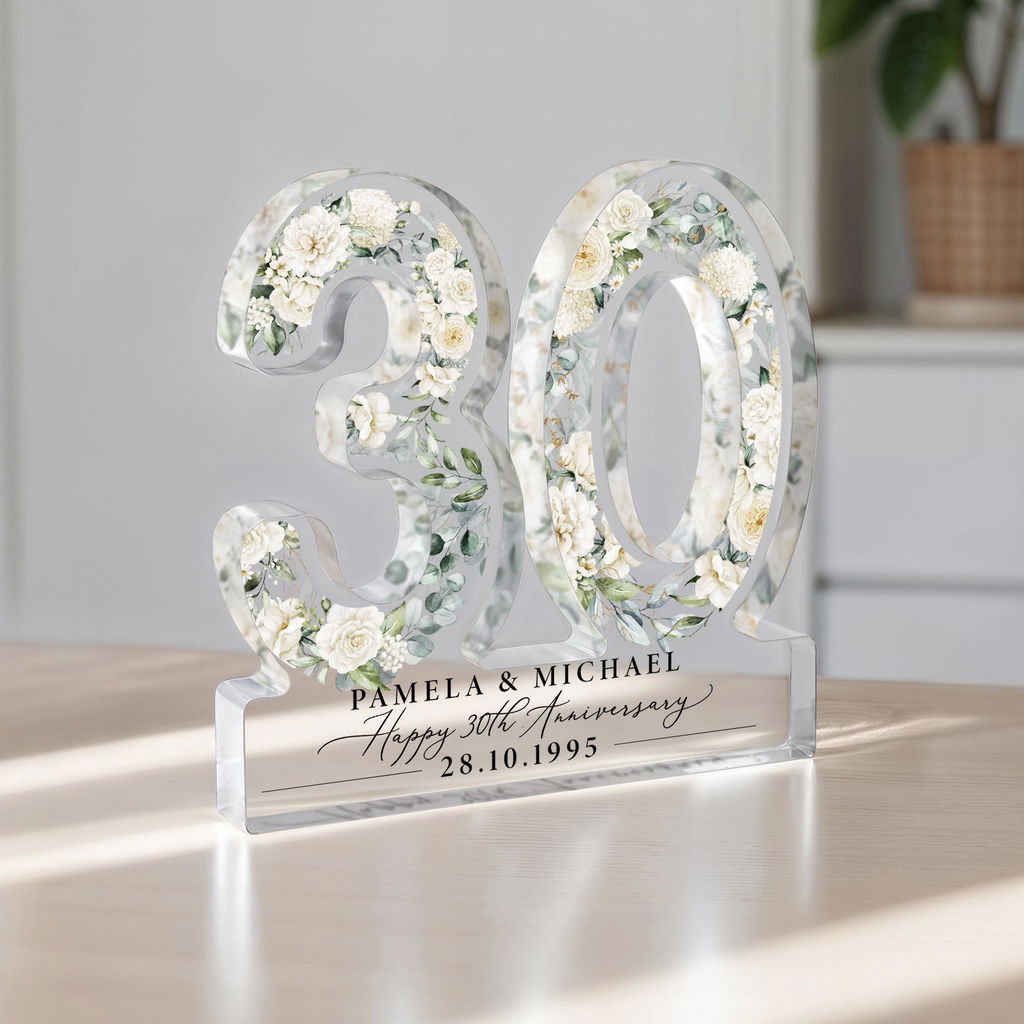 Personalised Pearl 30th Anniversary Gift Plaque Block