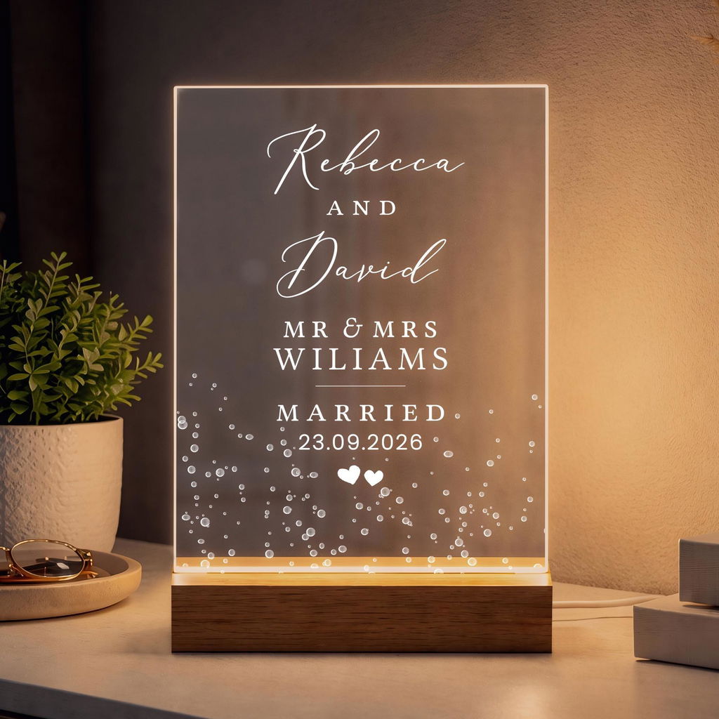 Personalised Mr & Mrs Just Married LED Light Frame