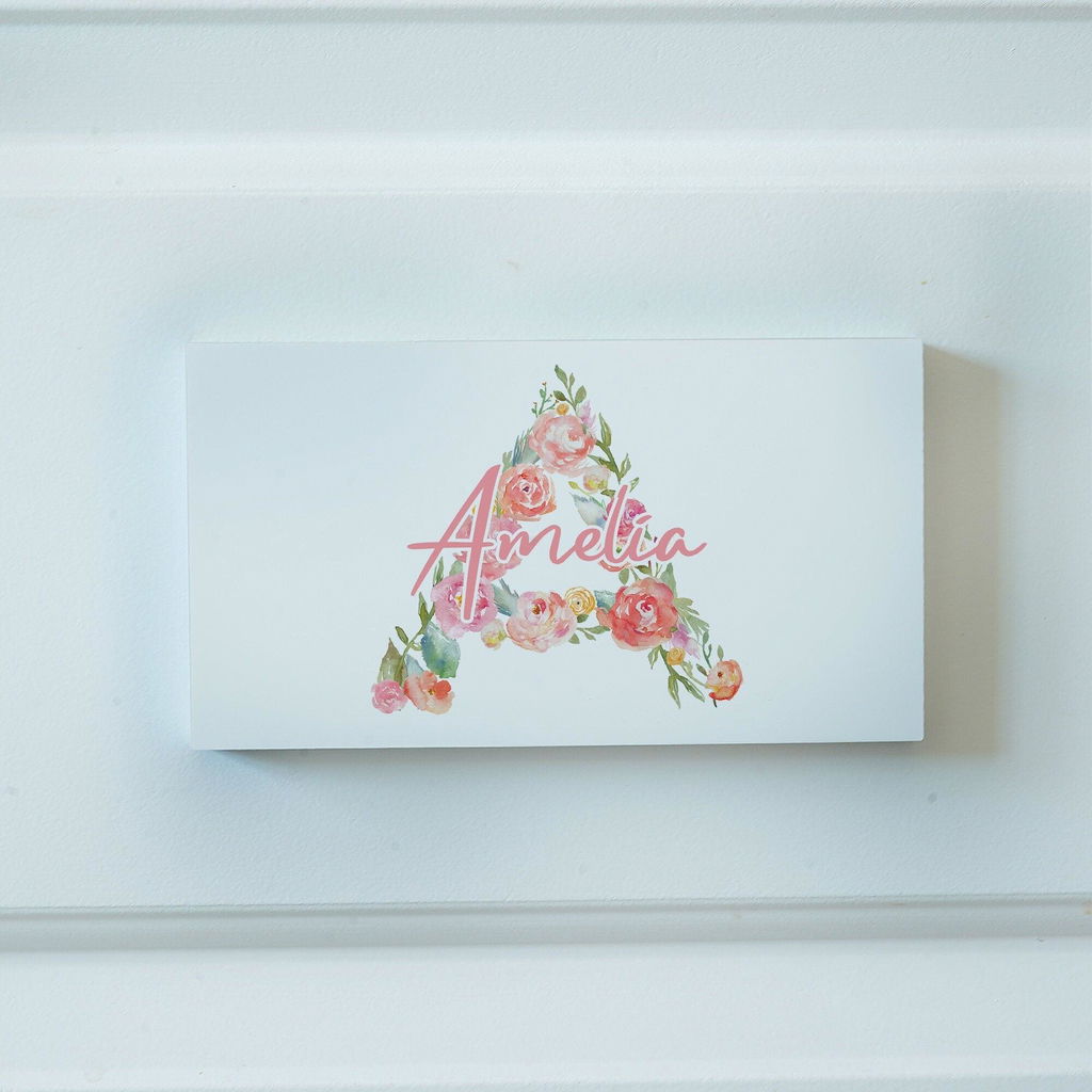 Personalised Floral Initial Baby Door Sign