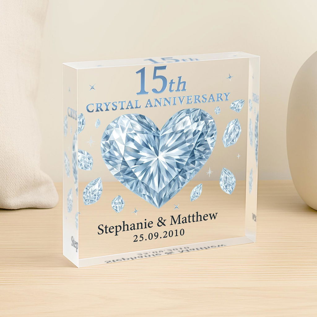 Personalised Crsyal Diamonds 15th Anniversary Gift Plaque