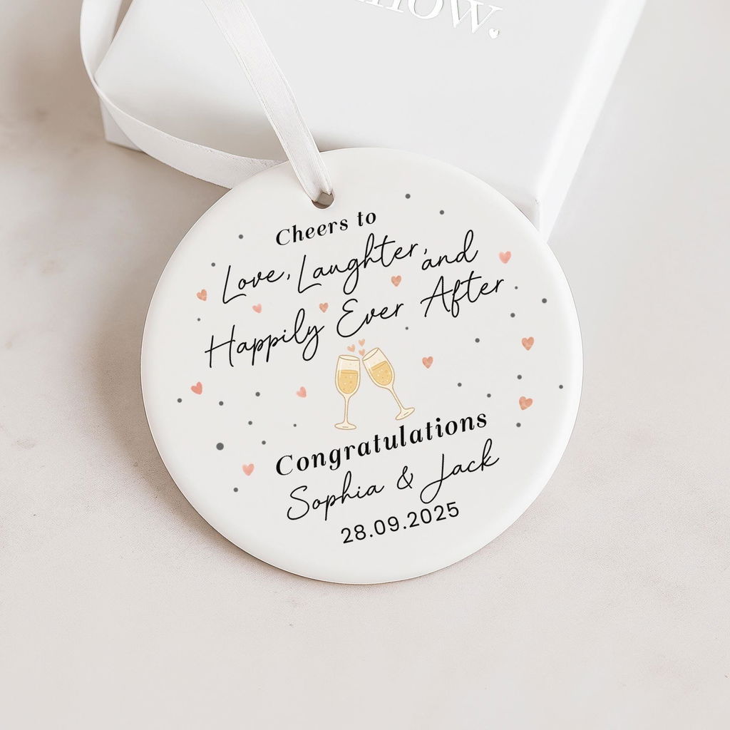 Personalised Just Married Wedding Day Ceramic Keepsake Ornament