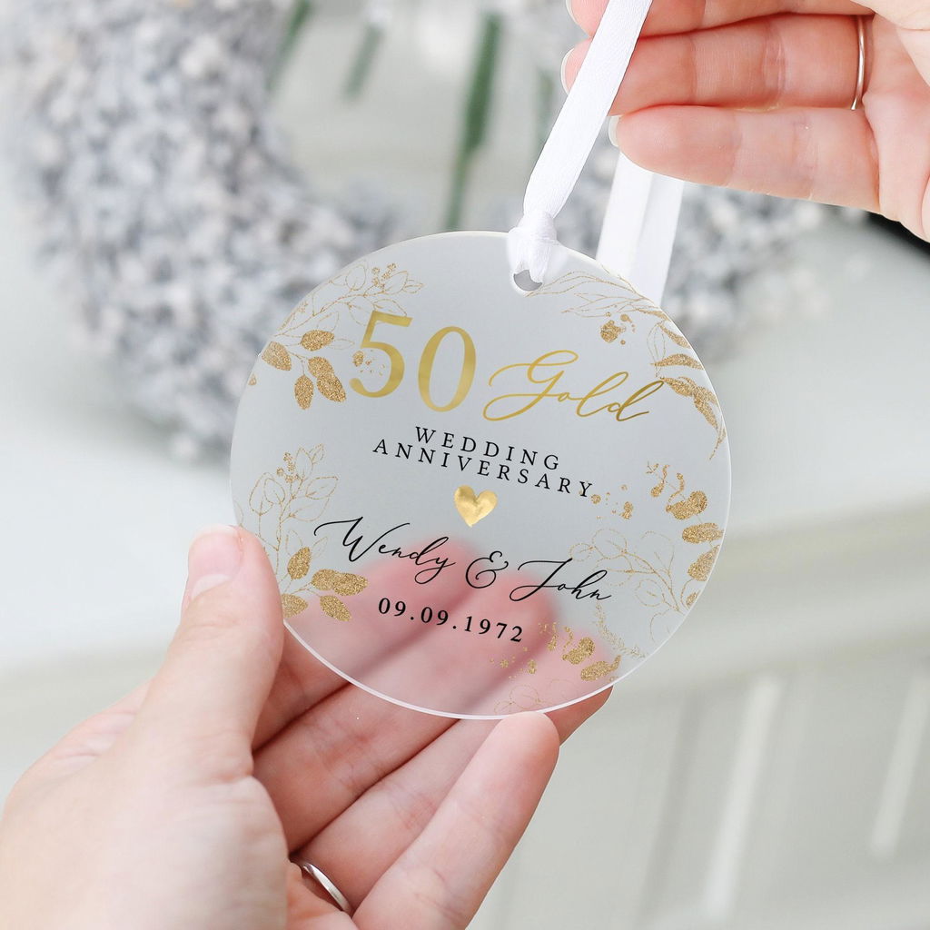 Golden 50th Anniversary Gift Frosted Acrylic Keepsake