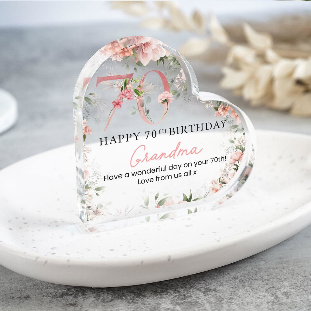 Personalised Rose Pink Happy 70th Birthday Gift Plaque