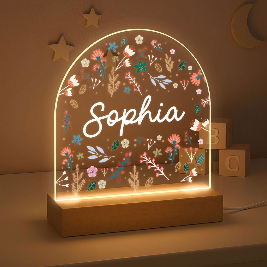 Personalised LED Flower Baby Kids Night Light