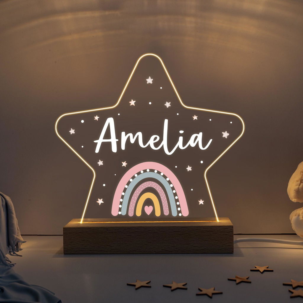 Personalised LED Rainbow Star Lamp