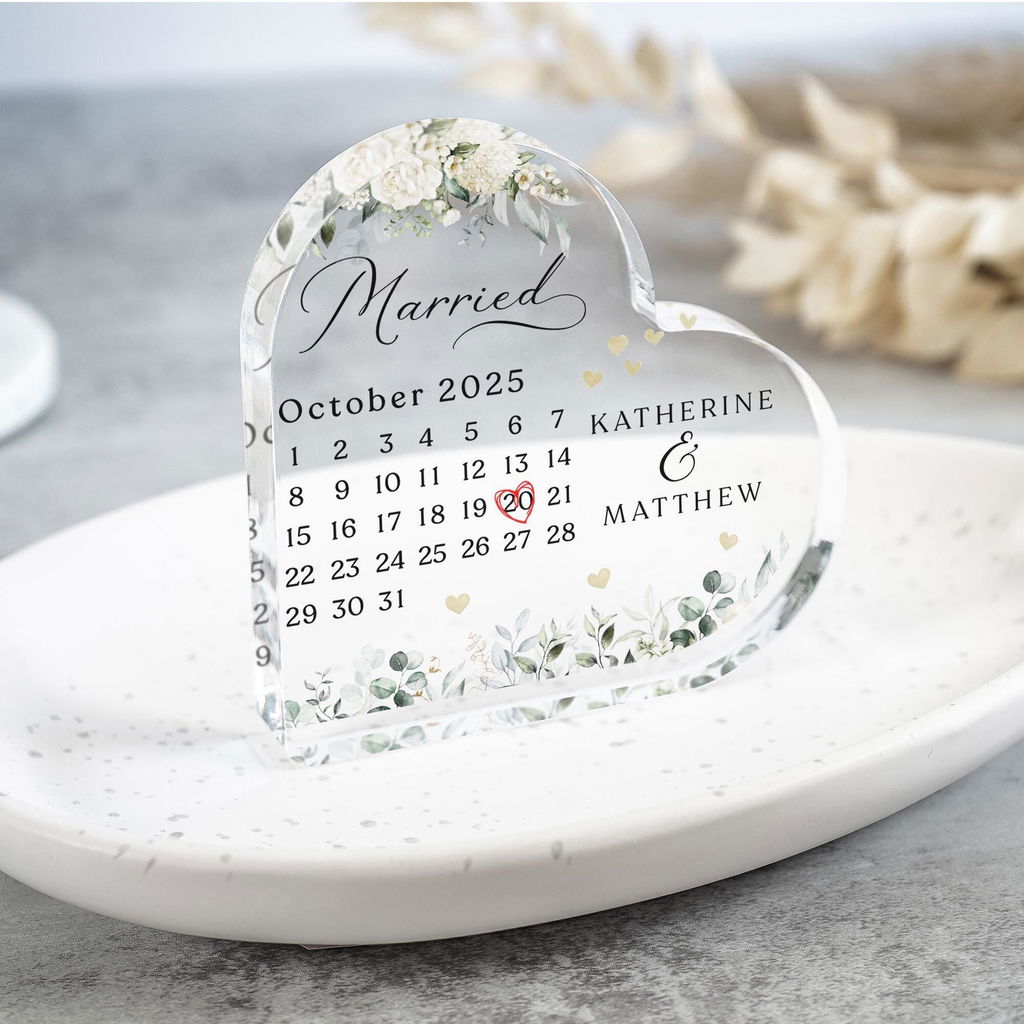 Personalised Mr & Mrs Wedding Date Calender Gift Plaque