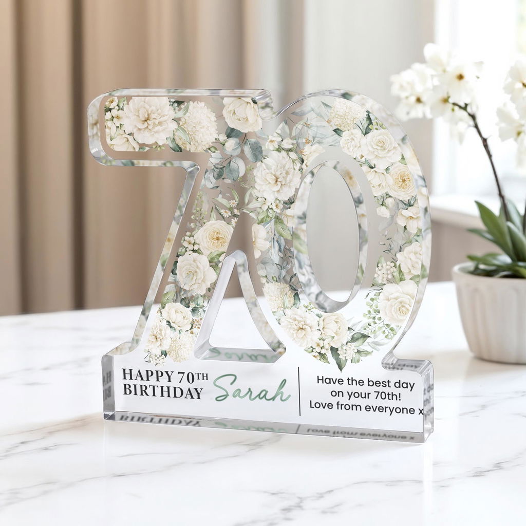 Personalised 70th Birthday Gift Plaque Keepsake Number