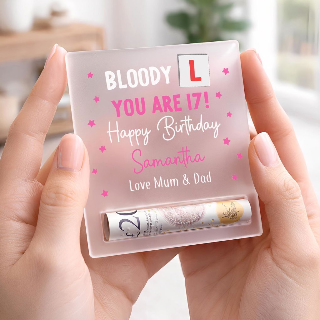 Personalised Funny 17th Birthday Driving Lessons Reveal Money Cash Holder for Him/Her