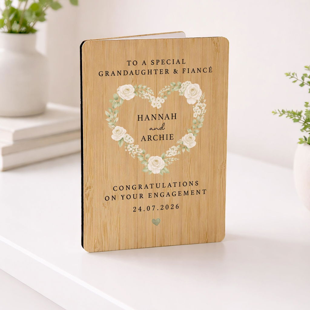 Personalised Granddaughter & Fiancee Engagement Card Wooden Keepsake